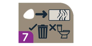 Image showing how to dispose of breast pad, dispose in bin and not in toilet